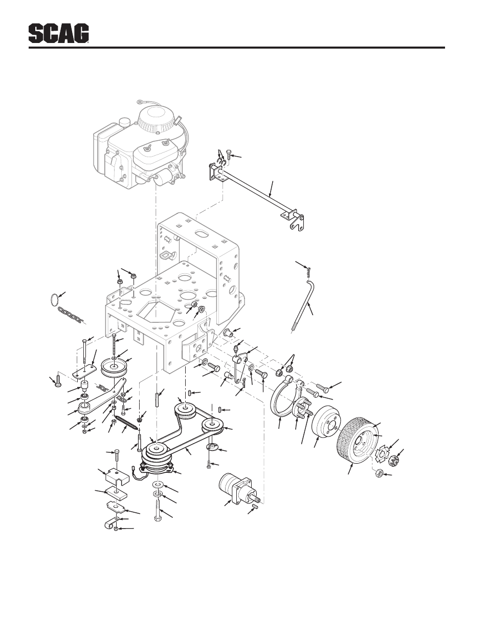 Drive and brake components | Scag Power Equipment WALK-BEHIND SWZ48V-17KAI User Manual | Page 48 / 92