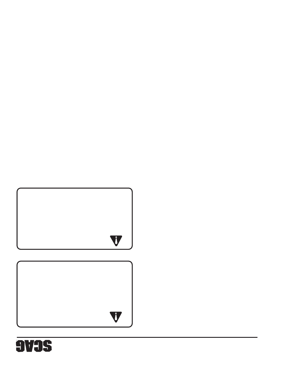 Adver tencia: adver tencia | Scag Power Equipment WALK-BEHIND SWZ48V-17KAI User Manual | Page 72 / 92