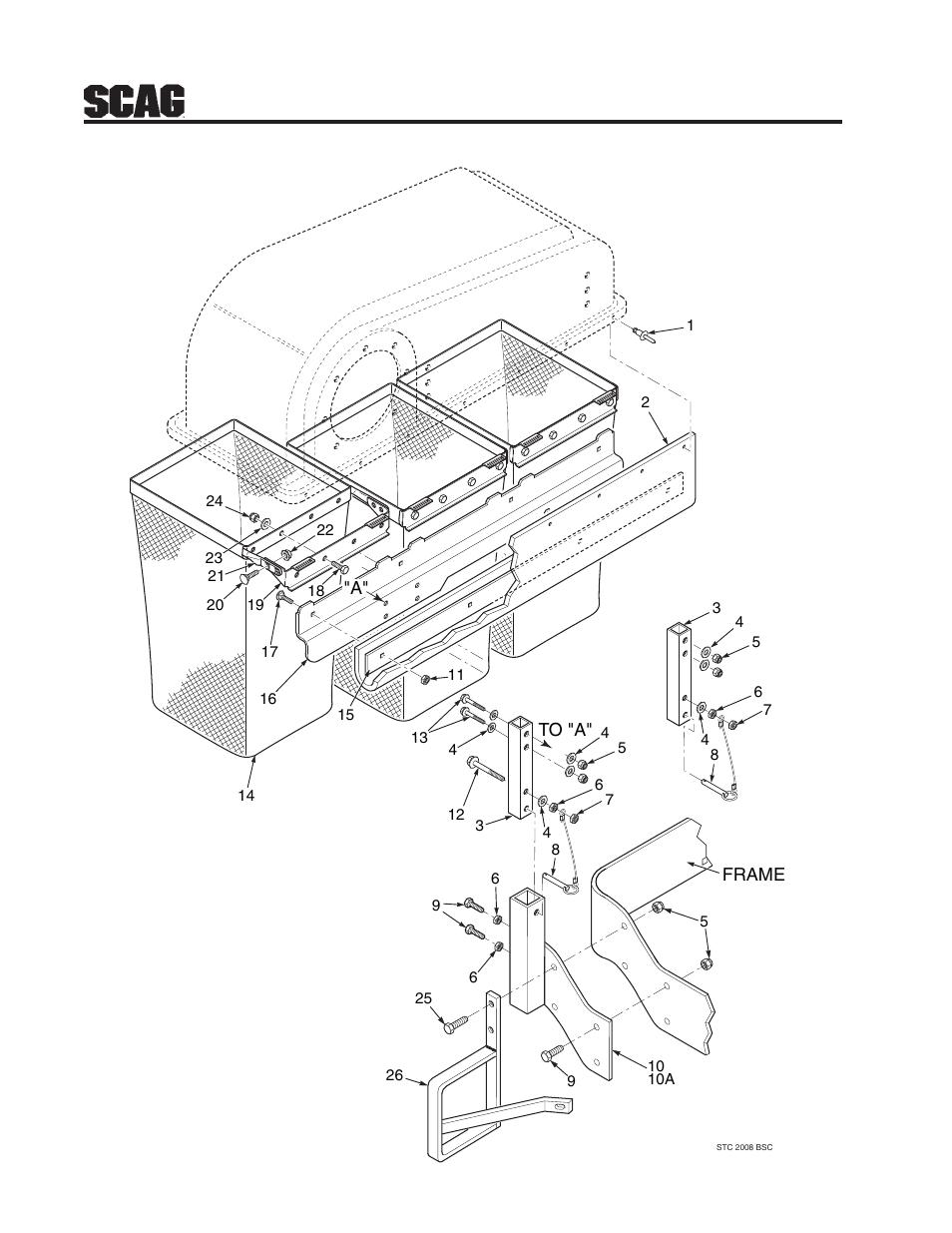 14 gc-stc bucket support components (lower) | Scag Power Equipment GC-STC-V User Manual | Page 16 / 20