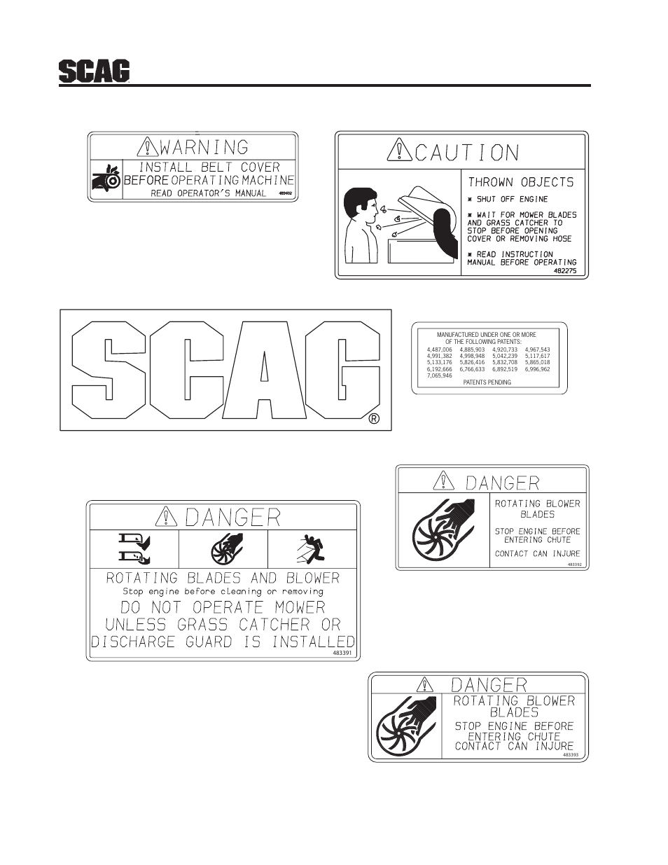 16 gc-stc-v decals | Scag Power Equipment GC-STC-V User Manual | Page 18 / 20