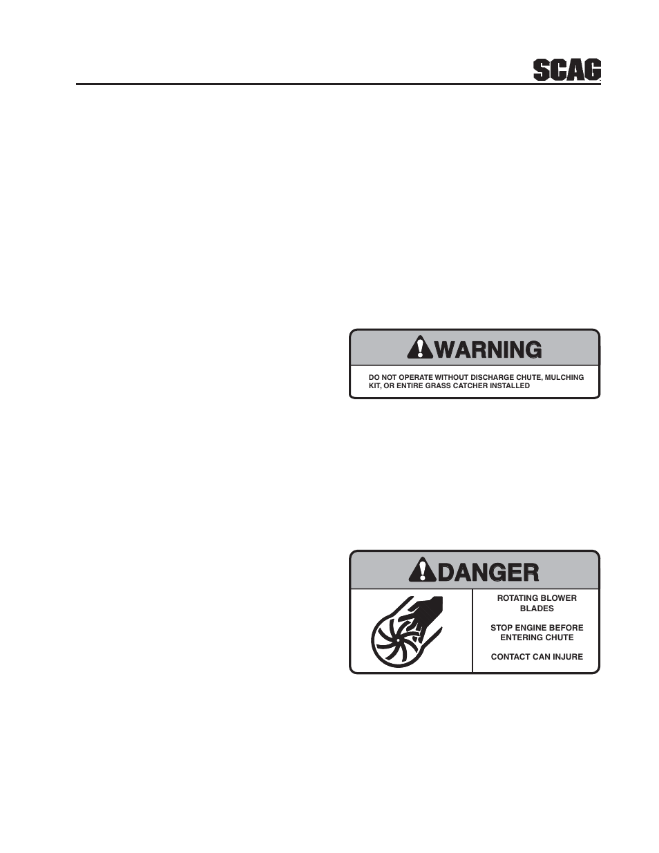 Danger, Warning | Scag Power Equipment GC-STC-V User Manual | Page 3 / 20