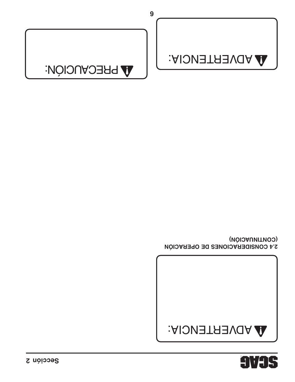 Adver tencia: adver tencia: preca ución | Scag Power Equipment STWC61V-25KA-LC User Manual | Page 111 / 120