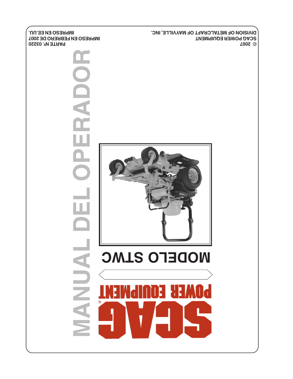 Manual del operador, Modelo stwc | Scag Power Equipment STWC61V-25KA-LC User Manual | Page 120 / 120