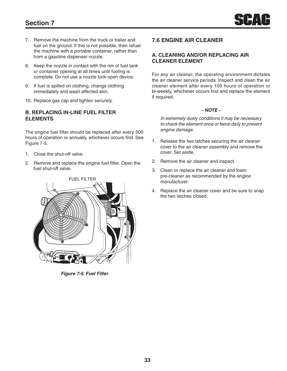 6 engine air cleaner | Scag Power Equipment STWC61V-25KA-LC User Manual | Page 37 / 120
