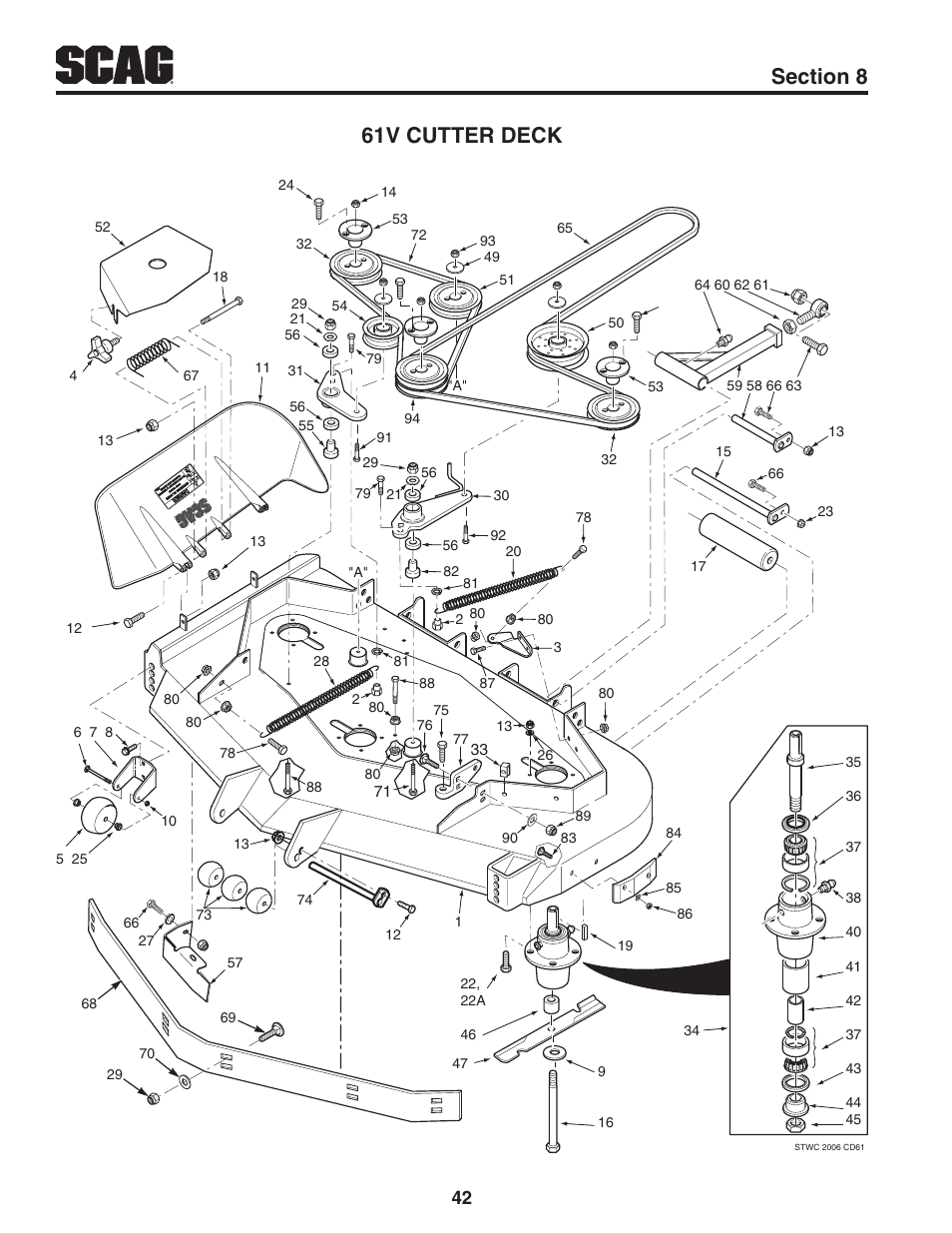 61v cutter deck | Scag Power Equipment STWC61V-25KA-LC User Manual | Page 46 / 120