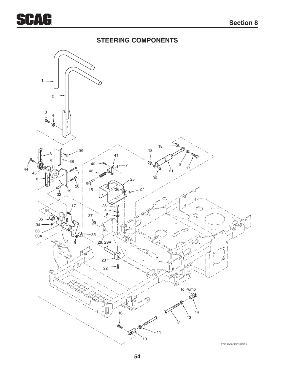 Steering components | Scag Power Equipment STWC61V-25KA-LC User Manual | Page 58 / 120