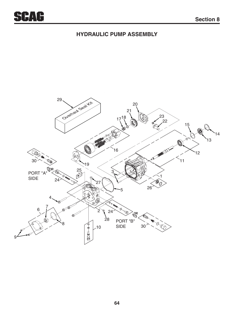 Hydraulic pump assembly | Scag Power Equipment STWC61V-25KA-LC User Manual | Page 68 / 120