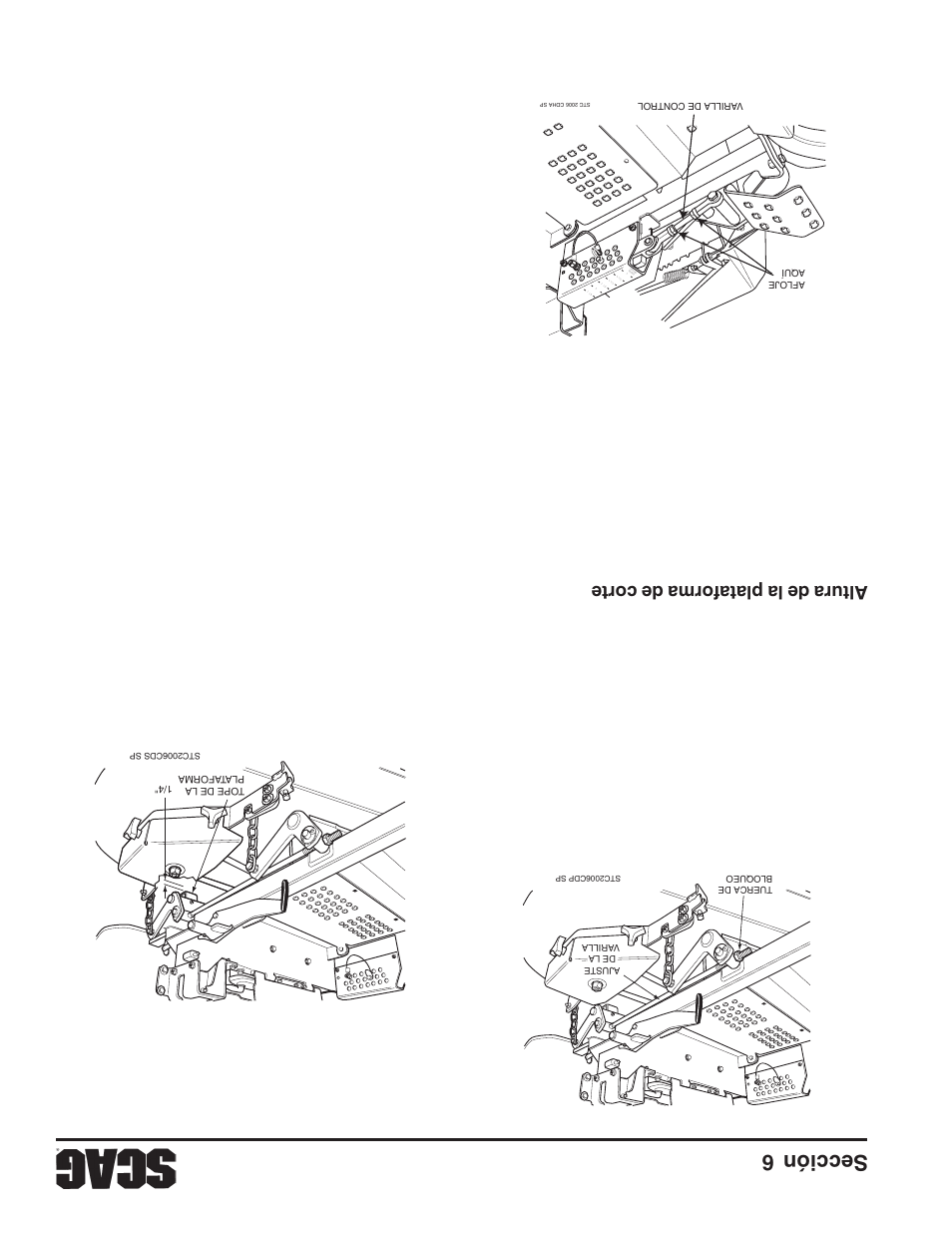 Sección 6 27, Altura de la plataforma de corte, Ajuste del deflector de corte personalizado | Scag Power Equipment STWC61V-25KA-LC User Manual | Page 89 / 120