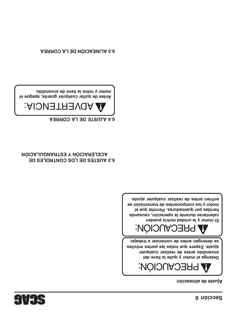 Adver tencia: precaución: precaución | Scag Power Equipment STWC61V-25KA-LC User Manual | Page 91 / 120