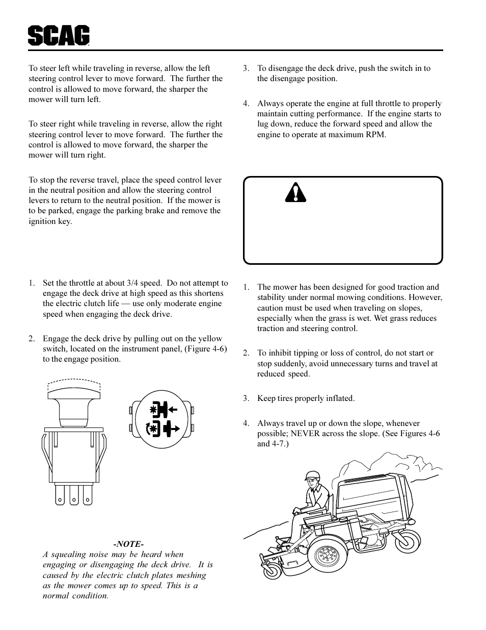 Warning | Scag Power Equipment SCR User Manual | Page 16 / 75