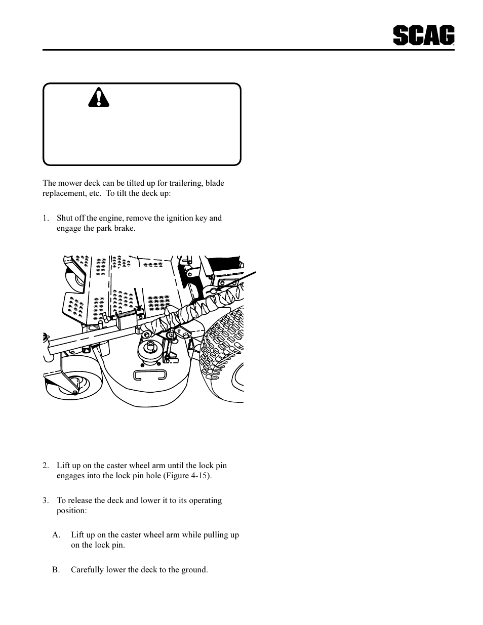 Warning | Scag Power Equipment SCR User Manual | Page 21 / 75