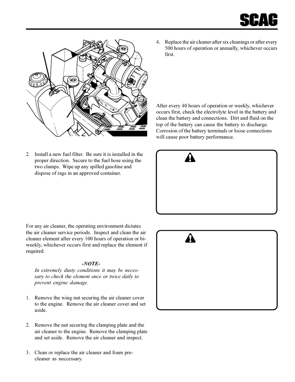 Warning | Scag Power Equipment SCR User Manual | Page 35 / 75