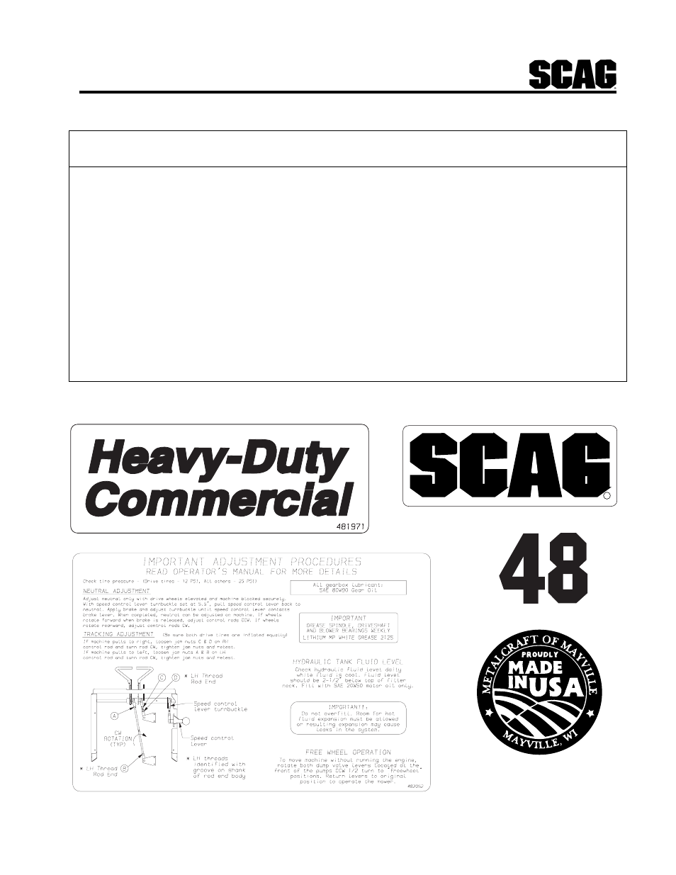 Replacement decals and information plates | Scag Power Equipment SCR User Manual | Page 71 / 75