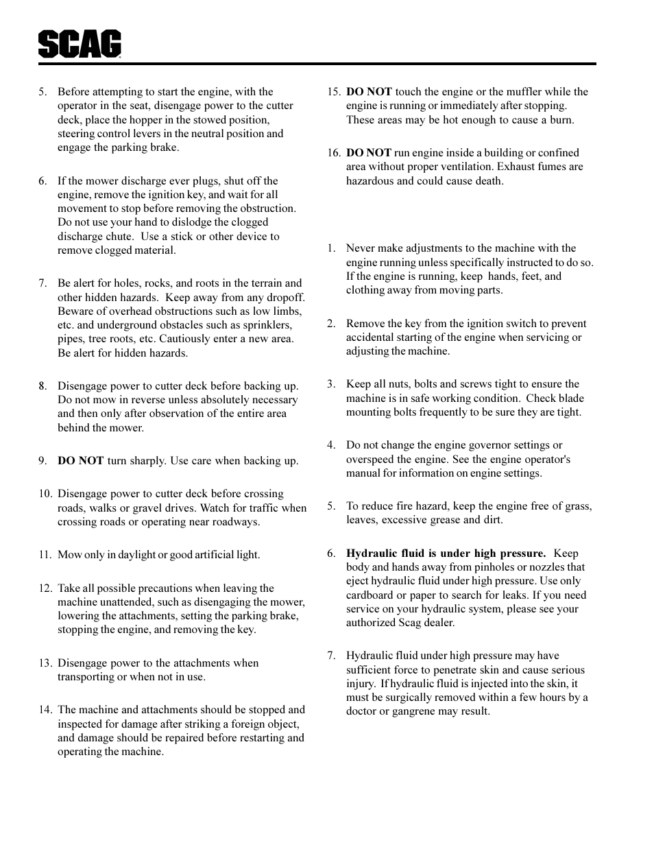 Scag Power Equipment SCR User Manual | Page 8 / 75