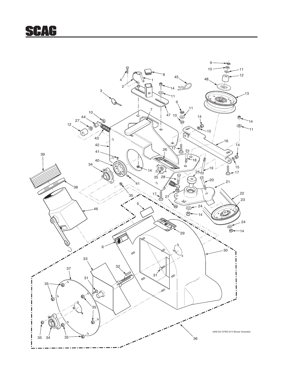 8gc-stwc-61v blower housing assembly, Dan ger | Scag Power Equipment GC-STWC-61V User Manual | Page 10 / 20