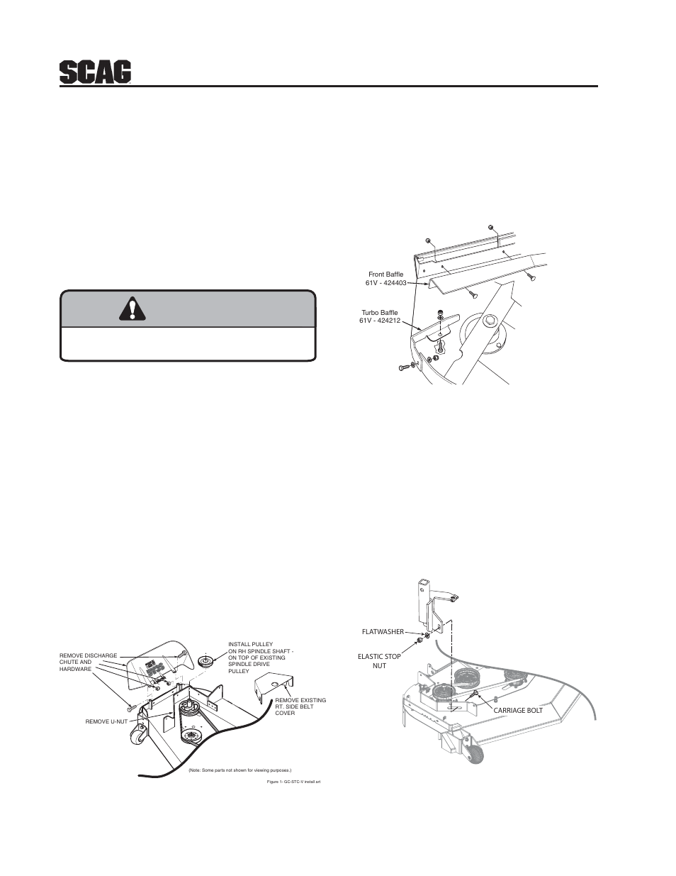 Warning, 1 assembly instructions for 61" cutter deck, Figure 3-1 | Figure 3-2, Figure 3-3 | Scag Power Equipment GC-STWC-61V User Manual | Page 4 / 20