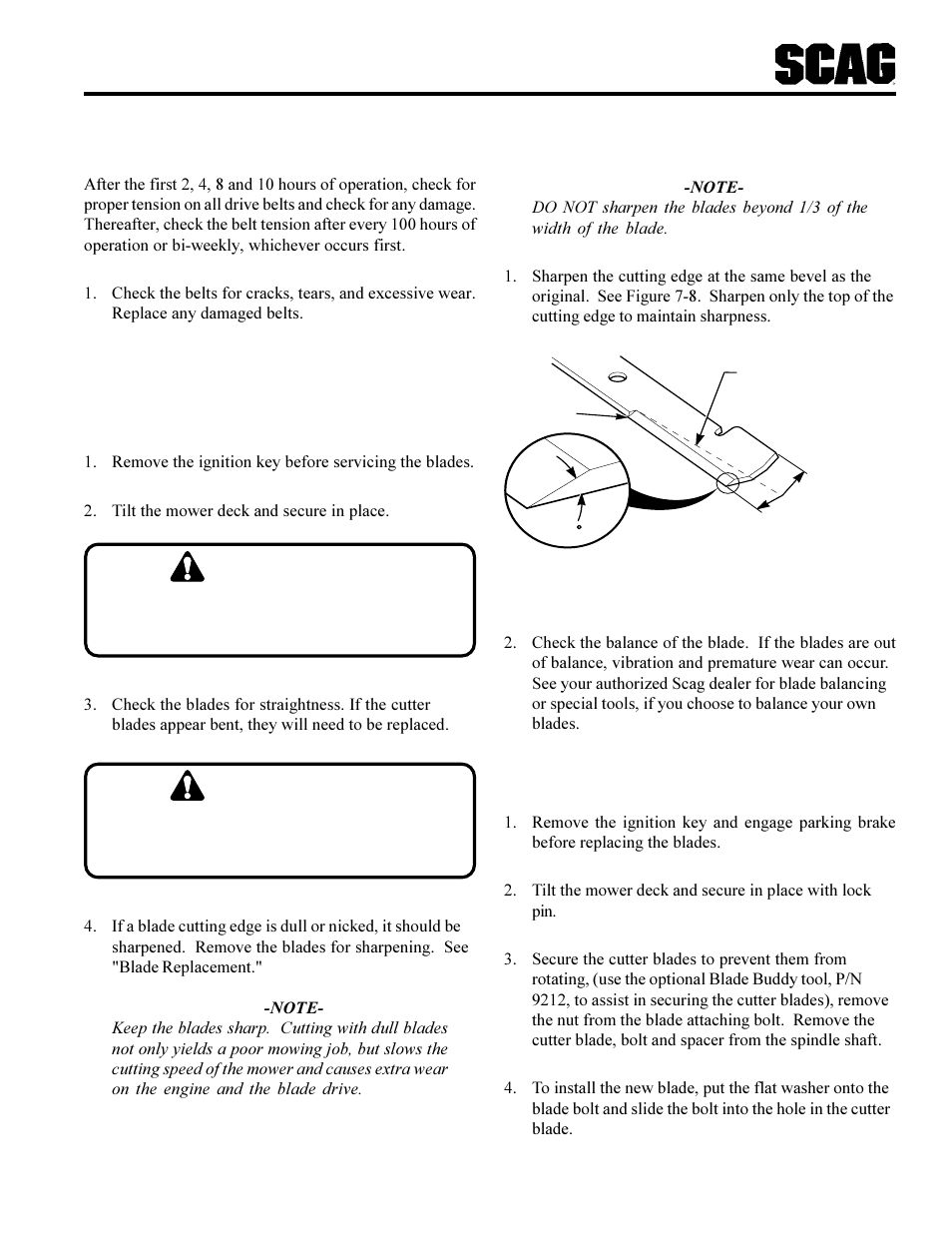 Warning | Scag Power Equipment SCAG SCR User Manual | Page 37 / 75
