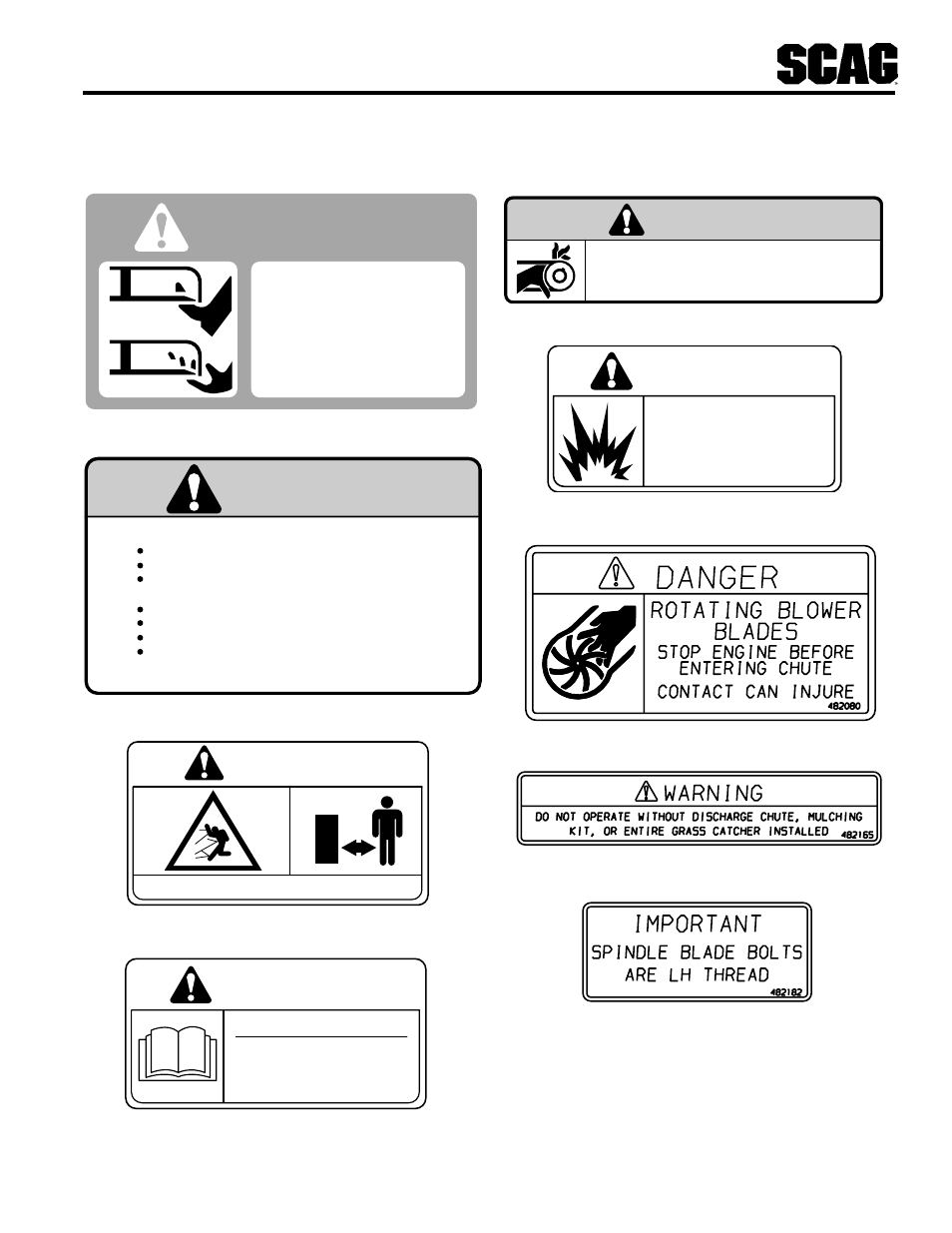 Danger, Caution, Warning | Scag Power Equipment SCAG SCR User Manual | Page 9 / 75