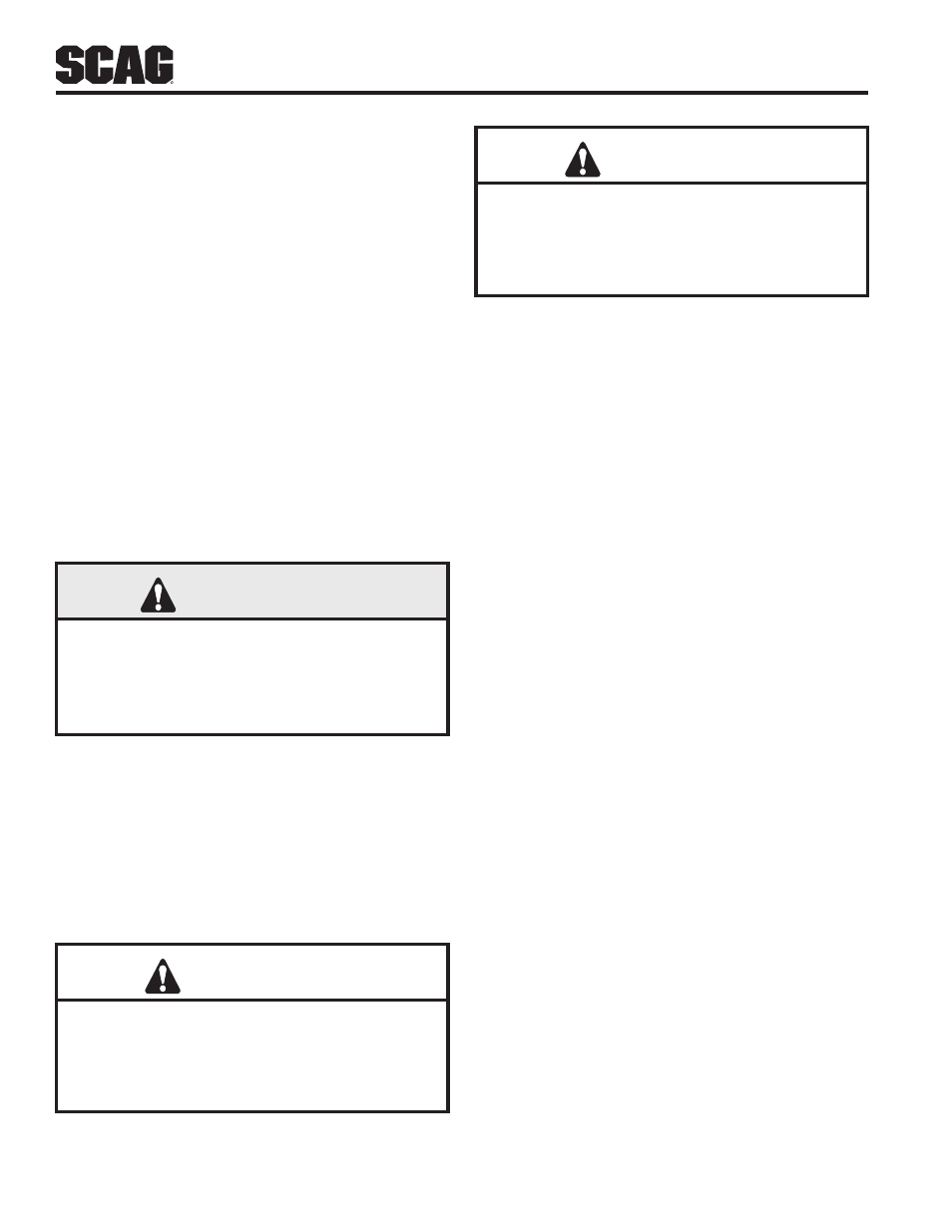 6 engaging the deck drive (cutter blades), Warning, Caution | Scag Power Equipment SW32-15KAI User Manual | Page 16 / 76