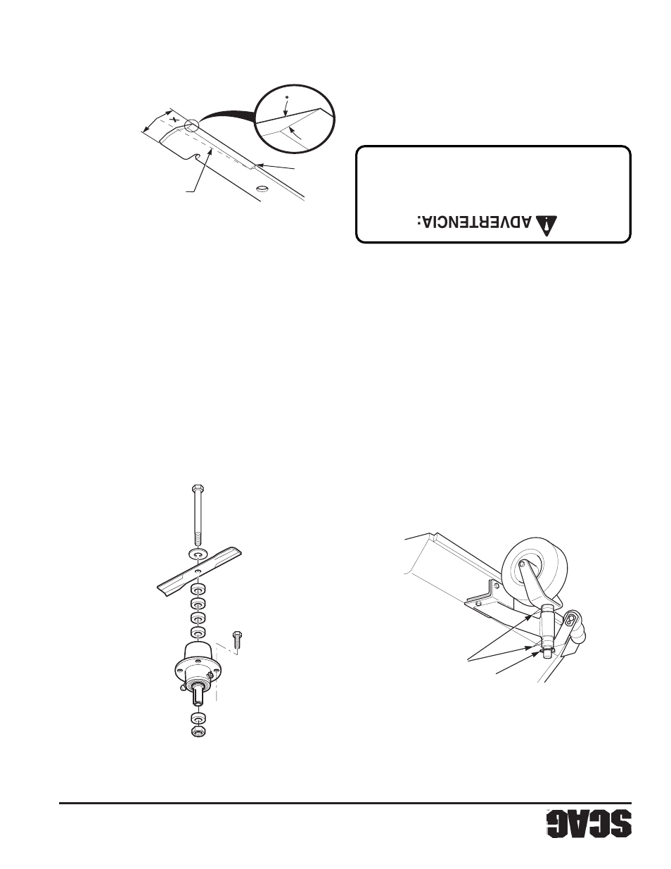 Advertencia, Cuchillas de corte | Scag Power Equipment SW32-15KAI User Manual | Page 61 / 76
