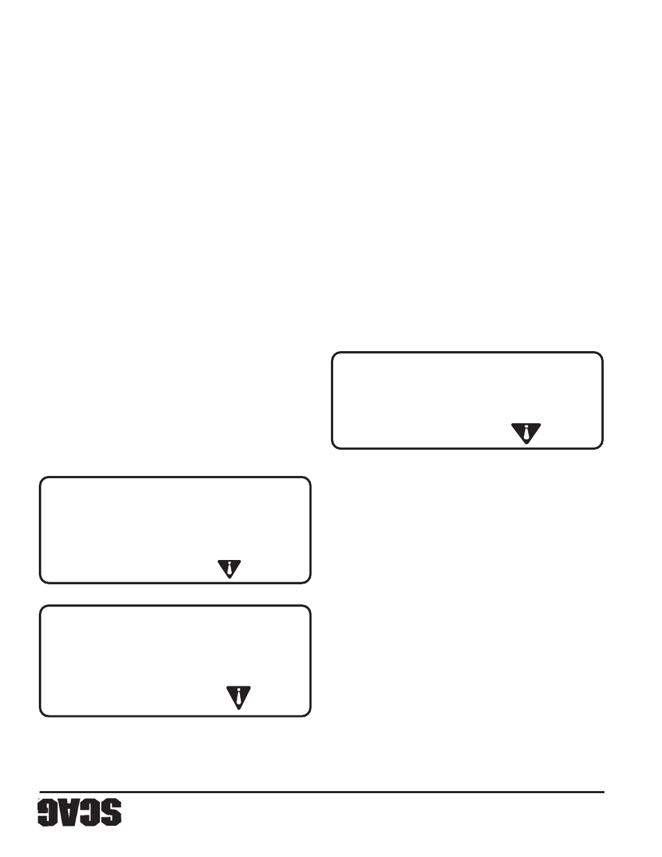 Precaución, Peligro, Cuchillas giratorias | Scag Power Equipment SW32-15KAI User Manual | Page 66 / 76