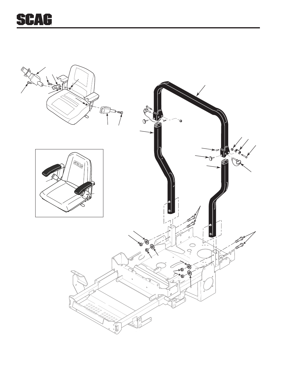 Stc foldable roll-over protection system | Scag Power Equipment STC SMWC-52V User Manual | Page 13 / 31