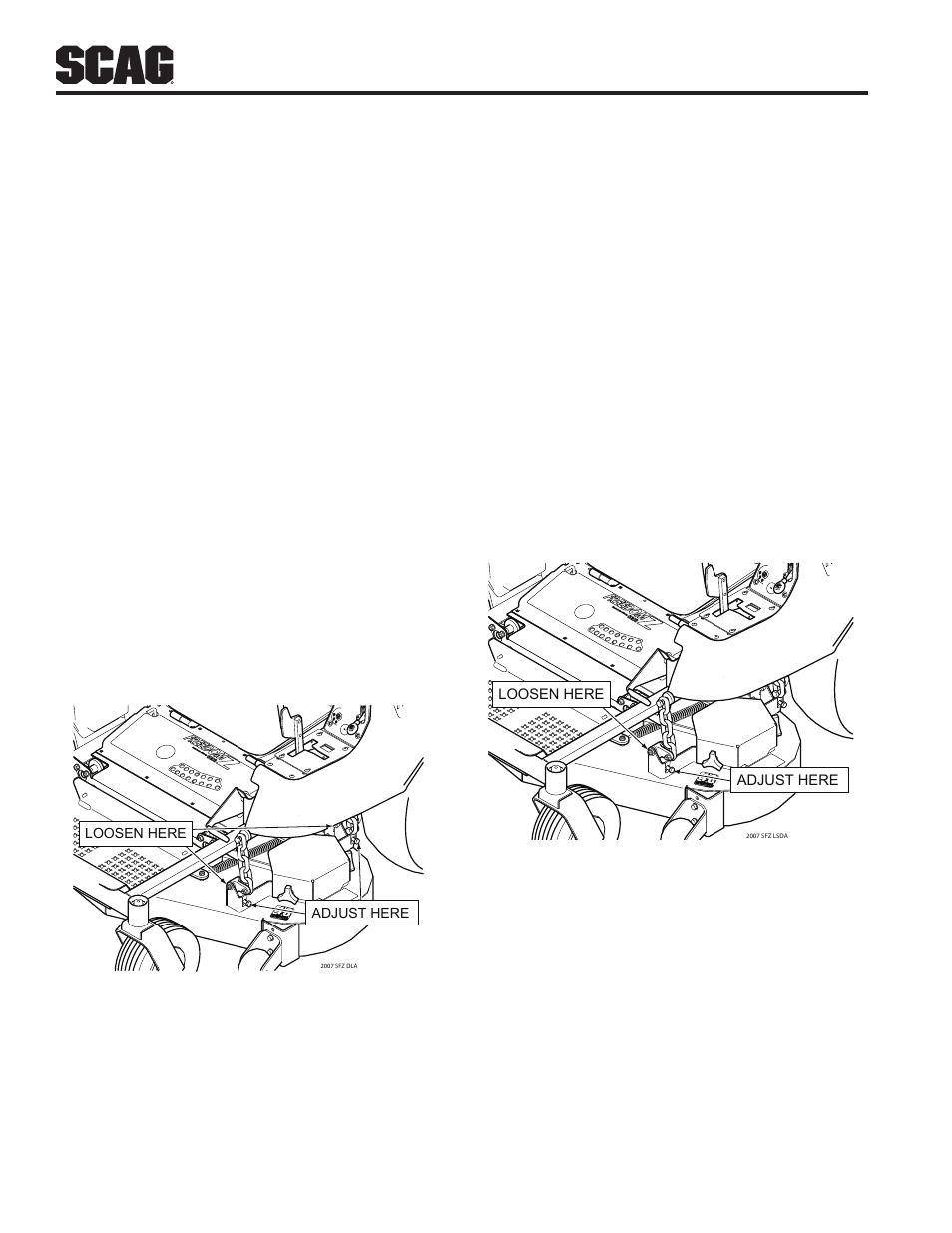 6 cutter deck adjustments | Scag Power Equipment FREEDOM Z SFZ48-26BS User Manual | Page 28 / 69