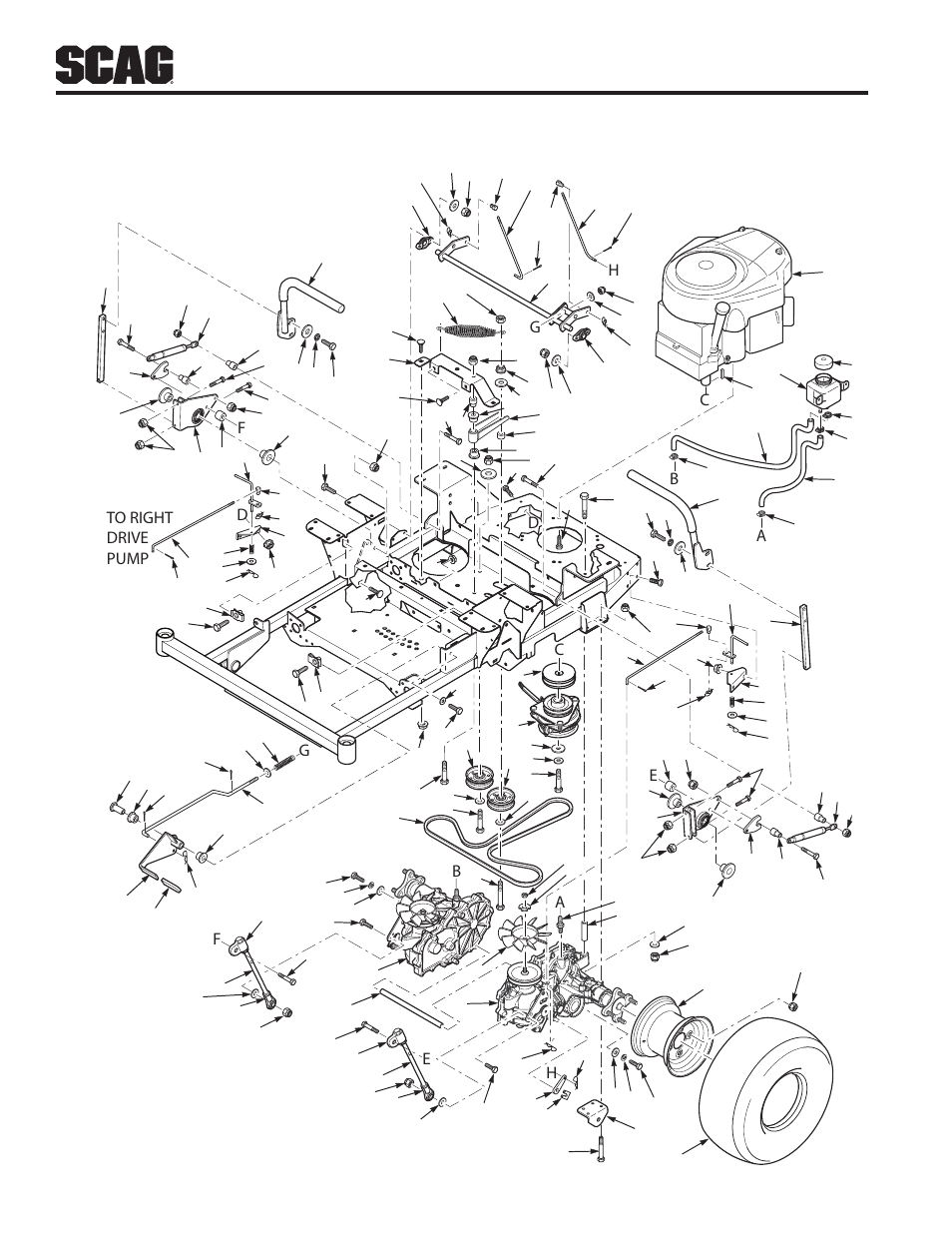 Drive system components - sfz48, sfz52 & sfz61 | Scag Power Equipment FREEDOM Z SFZ48-26BS User Manual | Page 56 / 69