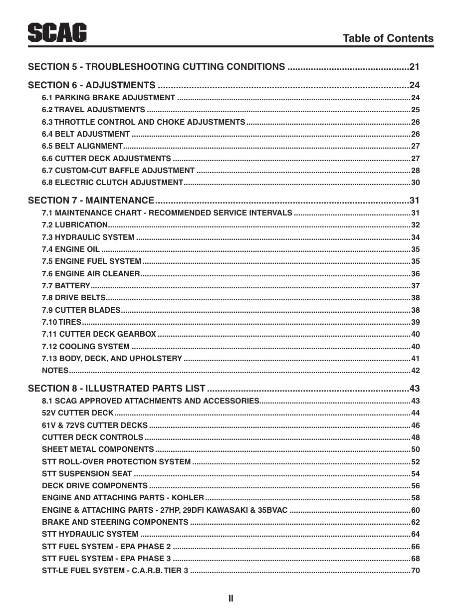 Scag Power Equipment TURF TIGER STT61V-29DFI User Manual | Page 4 / 95