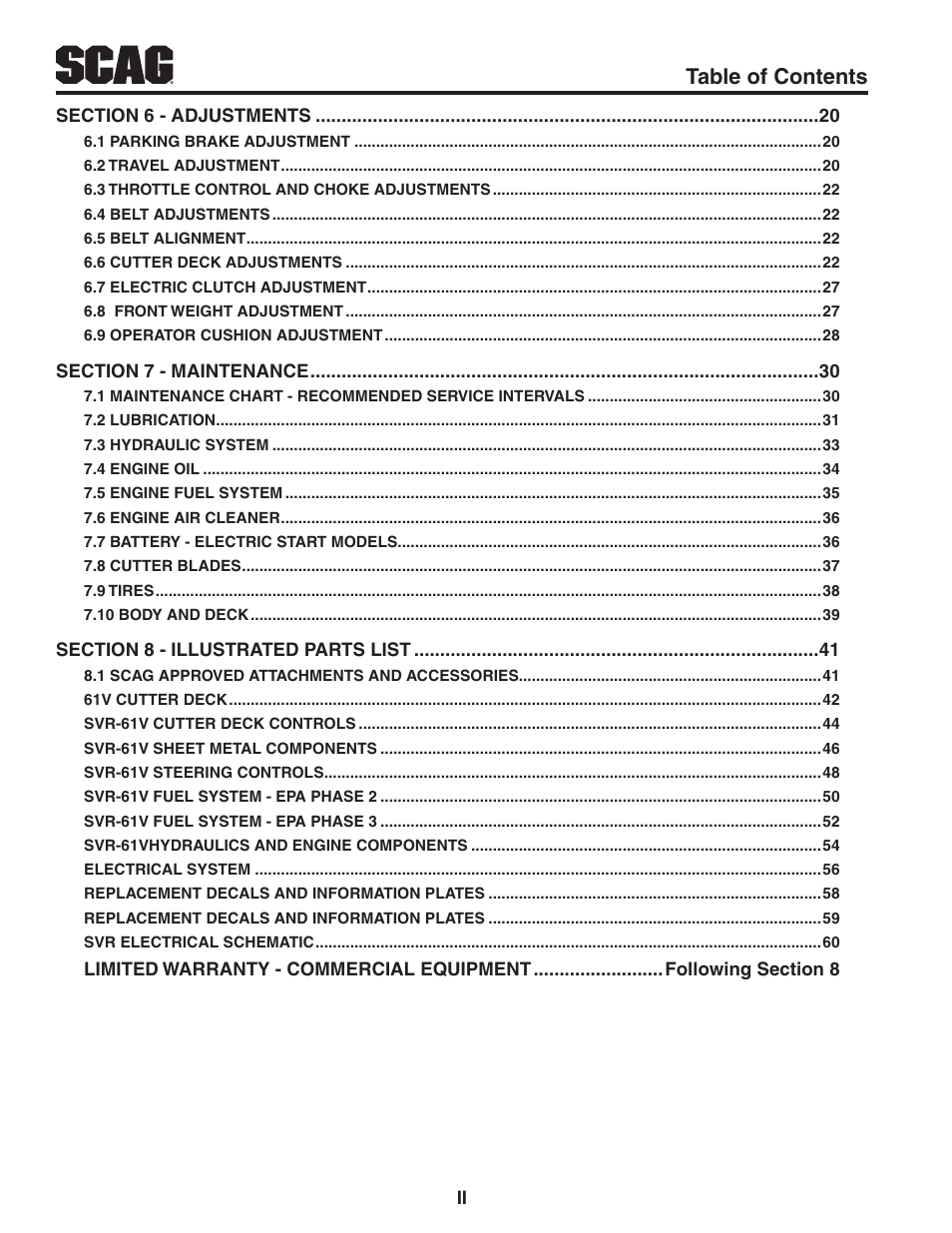 Scag Power Equipment V-RIDE SVR61V-29FX User Manual | Page 4 / 65