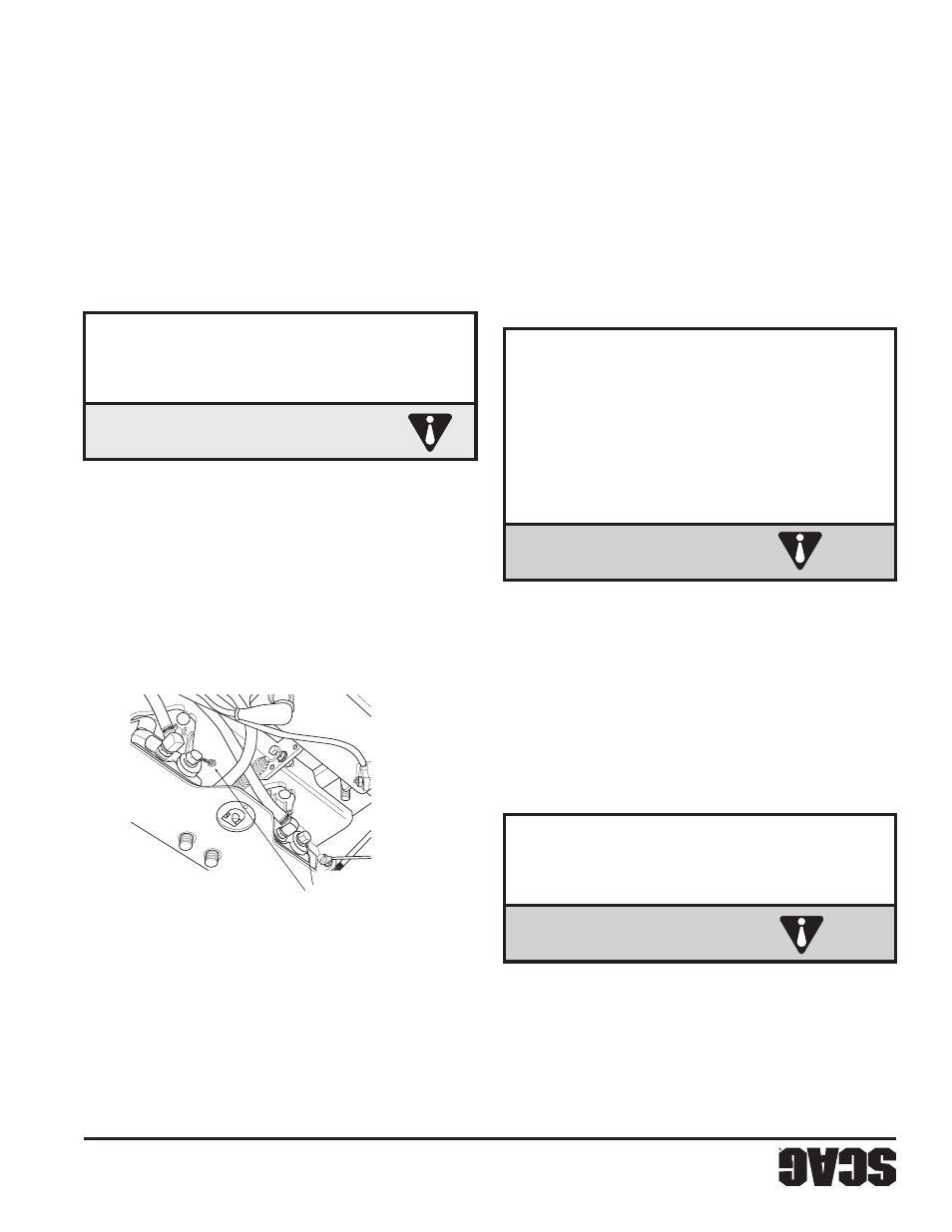 Pe lig ro, Ad vertencia, Sección 4 | Cuchill as g irato rias | Scag Power Equipment WILDCAT STWC48V-25CV User Manual | Page 101 / 122