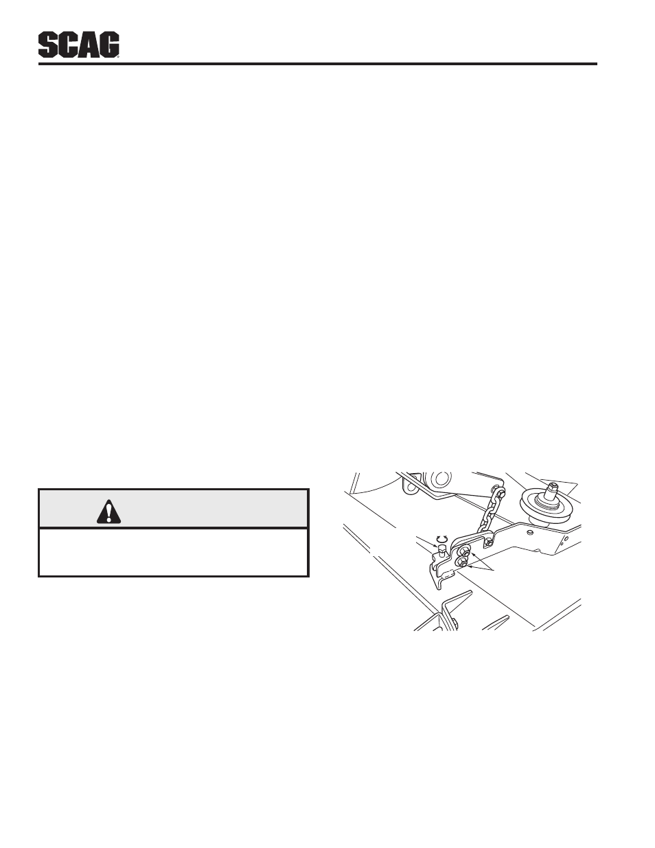 3 throttle control and choke adjustments, 4 belt adjustment, 5 belt alignment | 6 cutter deck adjustments, Warning | Scag Power Equipment WILDCAT STWC48V-25CV User Manual | Page 28 / 122
