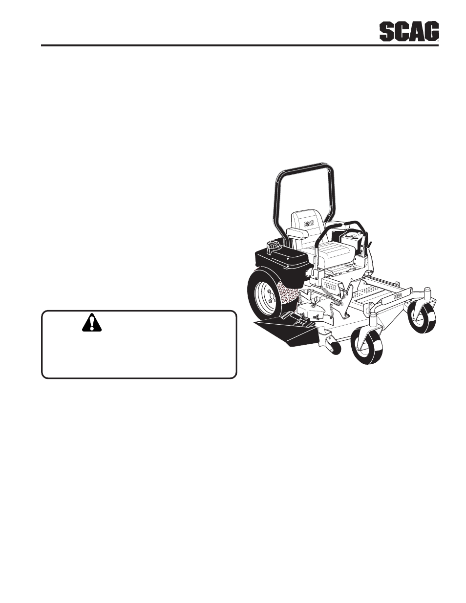 Warning | Scag Power Equipment STWC User Manual | Page 11 / 106