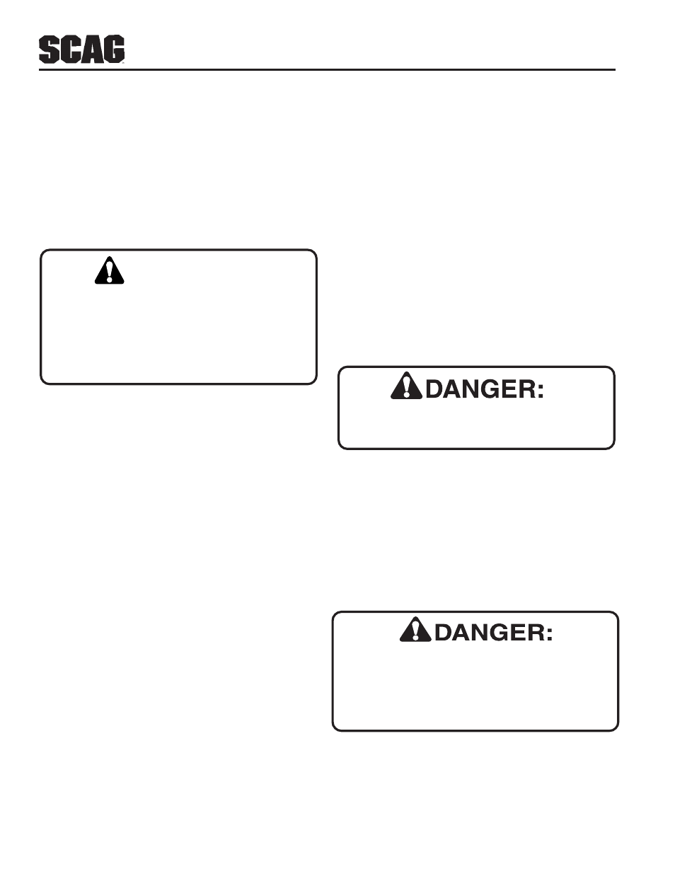Warning | Scag Power Equipment STWC User Manual | Page 20 / 106