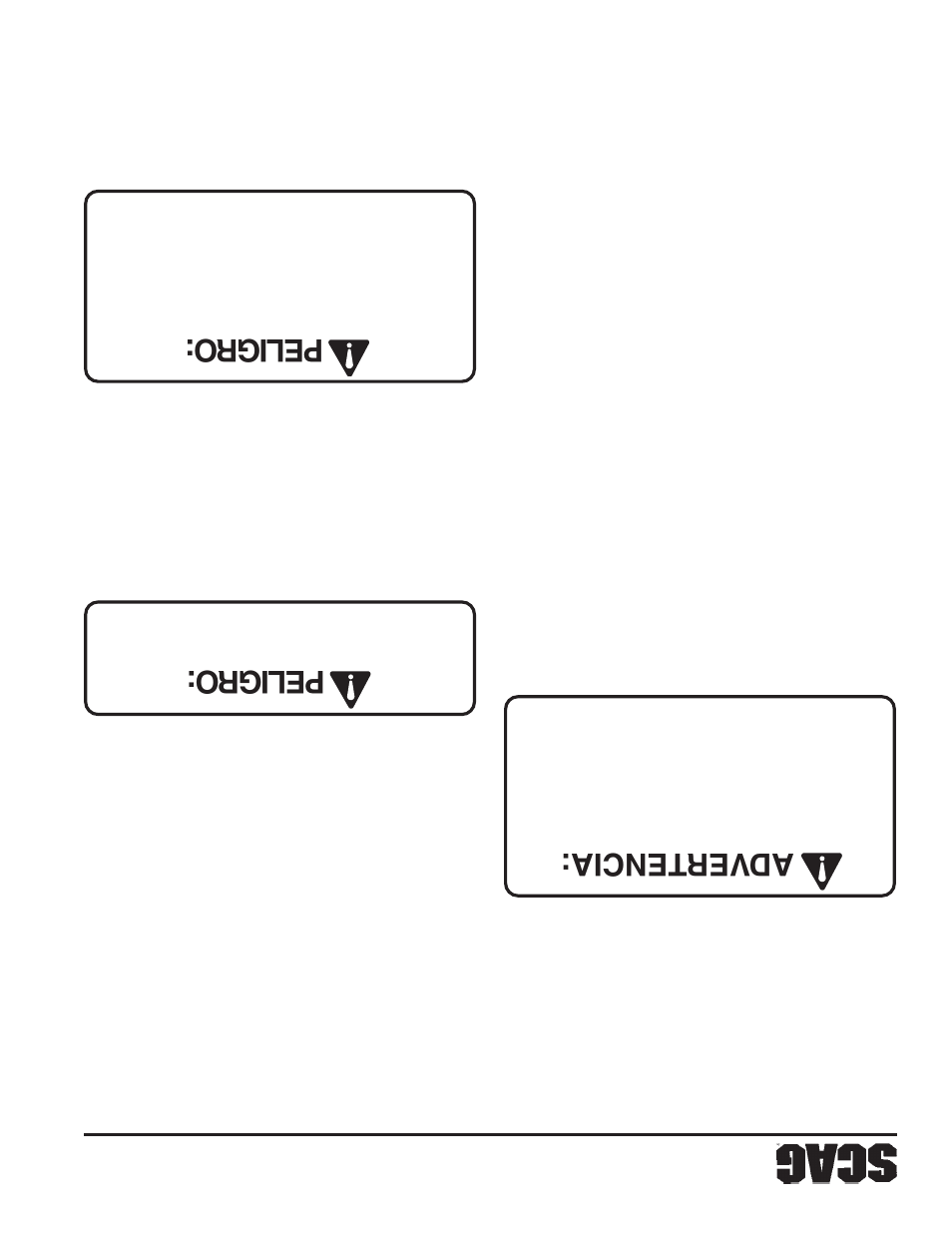 Adver tencia: peligro: peligro, 16 sección 4, Cuchillas girat orias | Scag Power Equipment STWC User Manual | Page 87 / 106