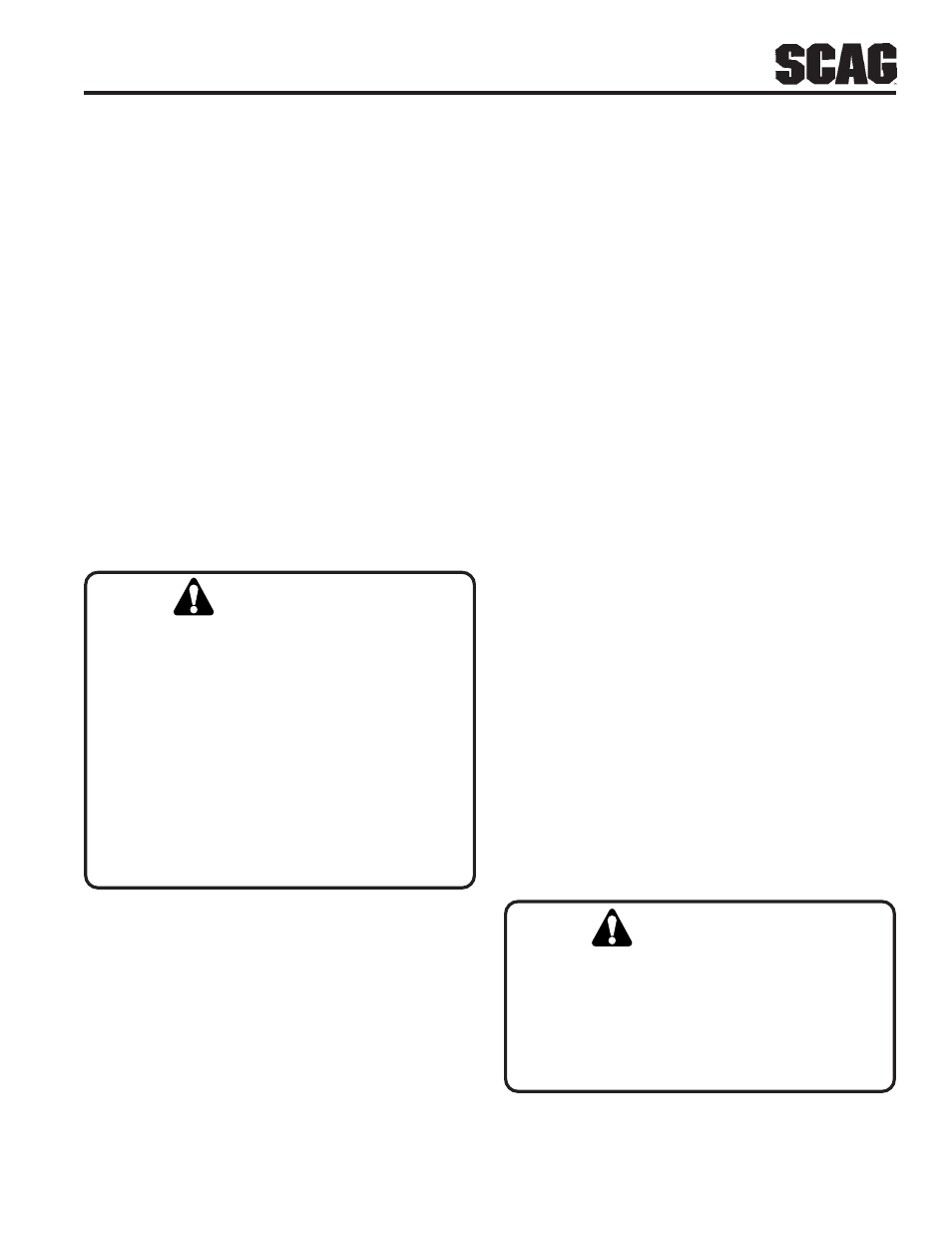 Warning | Scag Power Equipment STWC User Manual | Page 9 / 106