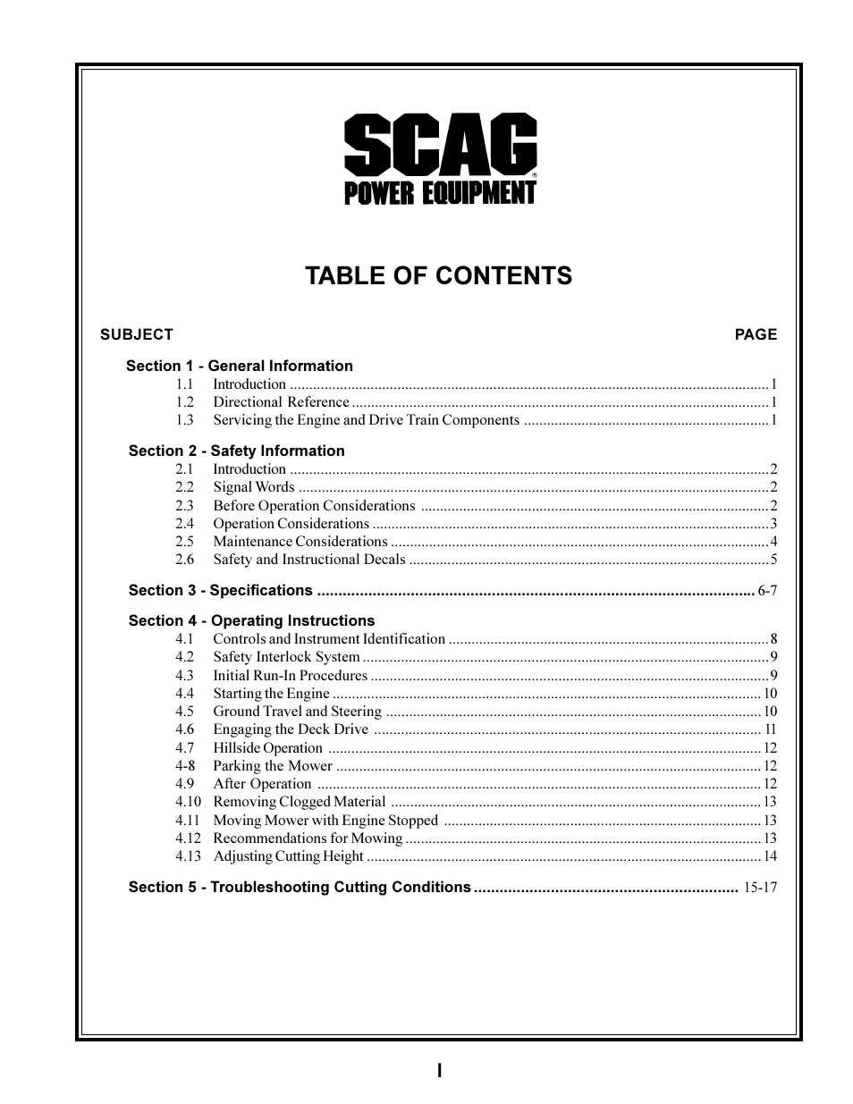 Scag Power Equipment STC User Manual | Page 3 / 64