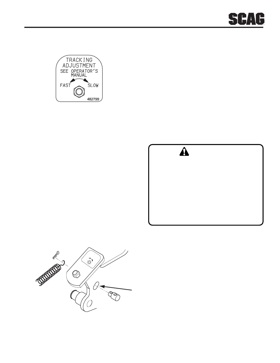 Warning, Steering control rod adjustment, Tracking adjustment | Neutral adjustment (cont'd), Figure 9. neutral adjustment | Scag Power Equipment SWZU User Manual | Page 17 / 92