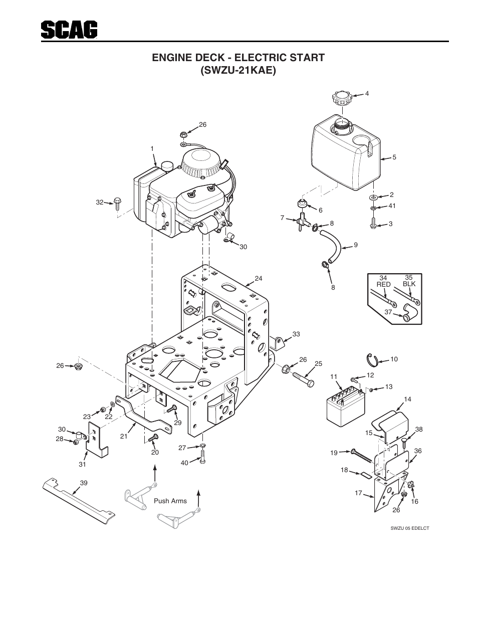 Engine deck - electric start (swzu-21kae) | Scag Power Equipment SWZU User Manual | Page 40 / 92