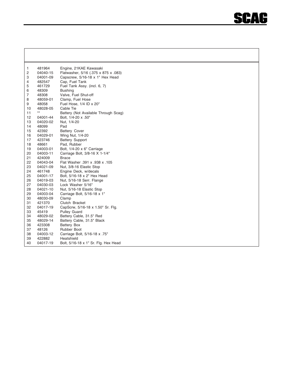 37 engine deck - electric start (swzu-21kae) | Scag Power Equipment SWZU User Manual | Page 41 / 92