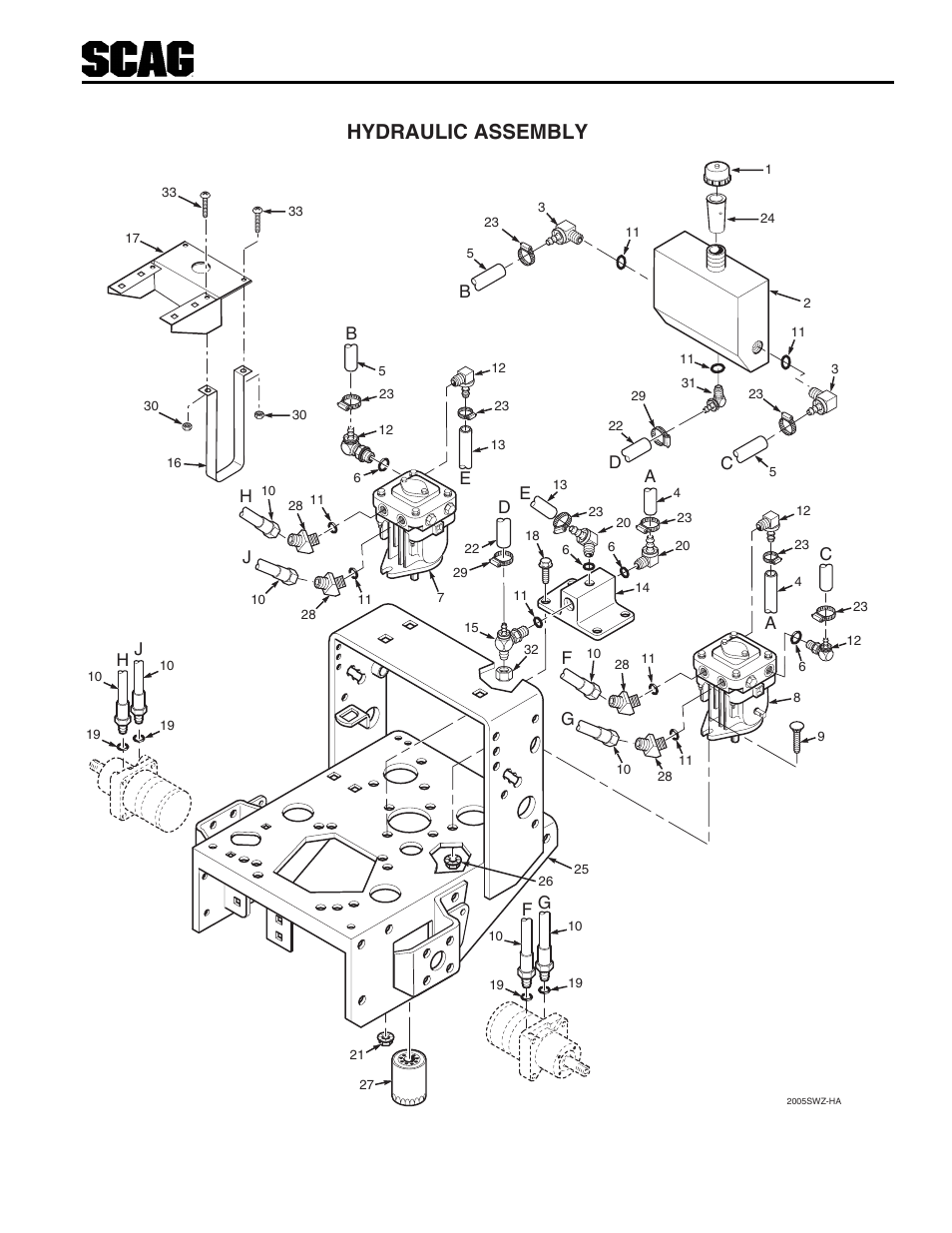 Hydraulic assembly | Scag Power Equipment SWZU User Manual | Page 54 / 92