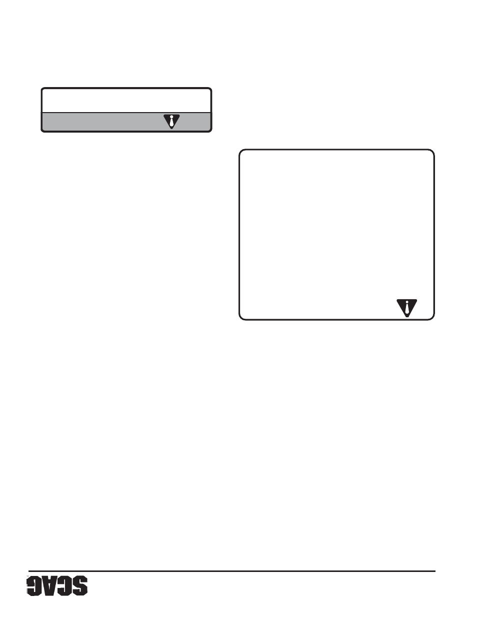 Adver tencia, Advertencia | Scag Power Equipment SWZU User Manual | Page 84 / 92