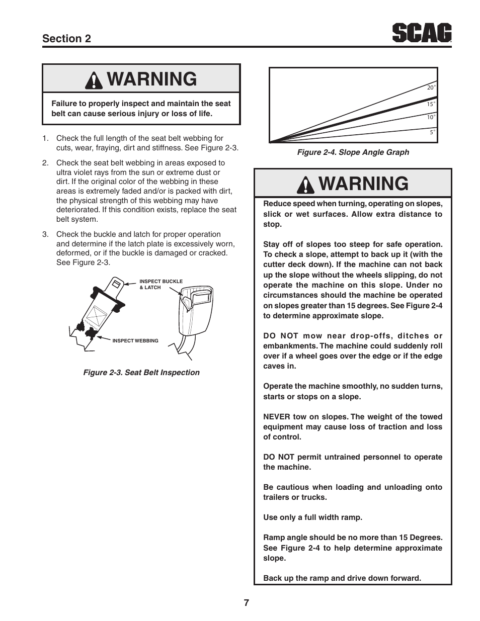 Warning | Scag Power Equipment TURF TIGER STT61V-31KB-DF User Manual | Page 11 / 76