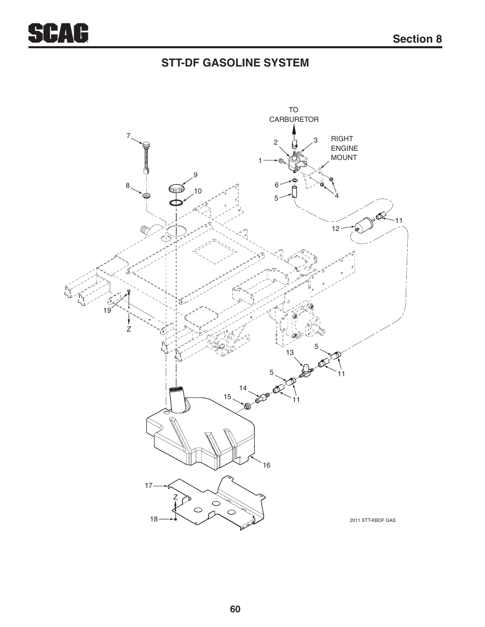 Stt-df gasoline system | Scag Power Equipment TURF TIGER STT61V-31KB-DF User Manual | Page 64 / 76