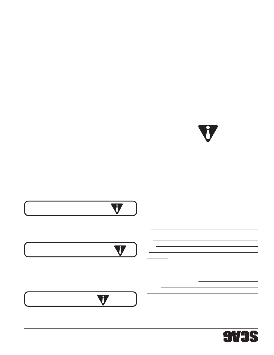 Preca ución: peligro: adver tencia, Información de seguridad | Scag Power Equipment STT61V-25KBD-SS User Manual | Page 107 / 114