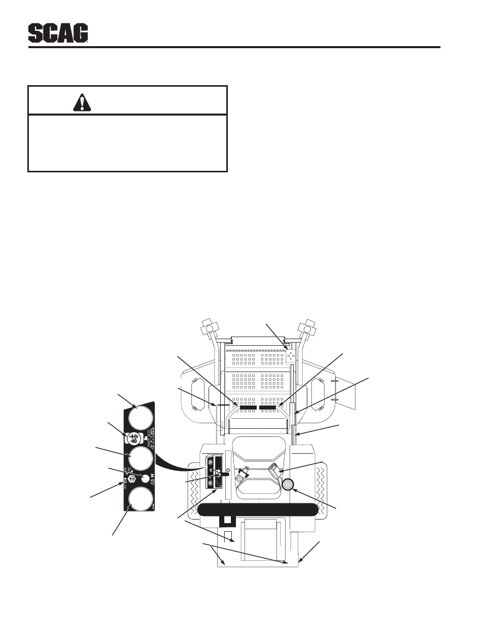 Operating instructions, 1 controls and instrument identification, Section 4 | Caution, Controls and instrument 4.1 identification | Scag Power Equipment STT61V-25KBD-SS User Manual | Page 16 / 114