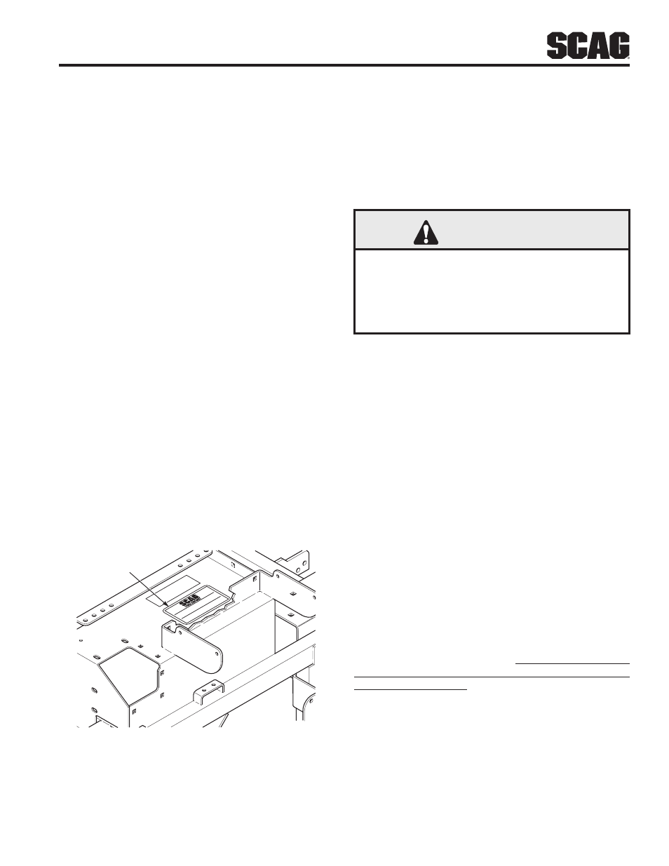 General information, 1 introduction, 2 direction reference | 3 servicing the engine and drive train components, Section 1, Warning, Introduction 1.1, Direction reference 1.2, Mower serial number plate location figure 1-1 | Scag Power Equipment STT61V-25KBD-SS User Manual | Page 5 / 114