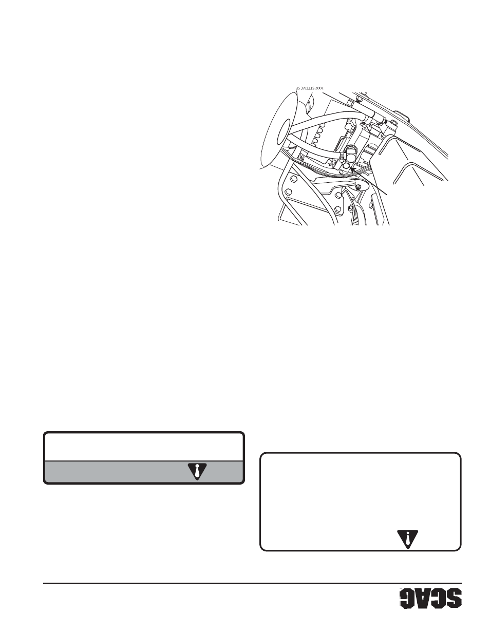 Peligro, Advertencia, Cuchillas giratorias | Scag Power Equipment STT61V-25KBD-SS User Manual | Page 93 / 114