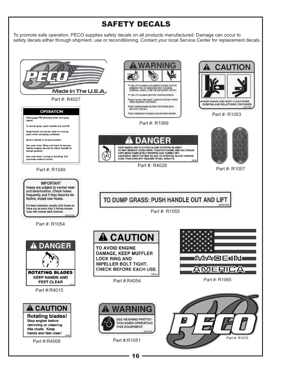 Safety decals | Scag Power Equipment 37621219 User Manual | Page 16 / 18