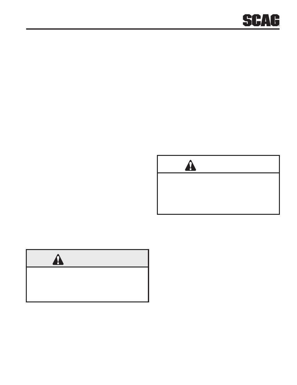2 safety interlock system, 3 initial run-in procedures, 4 starting the engine | Warning, Caution | Scag Power Equipment SFW36-16BV User Manual | Page 15 / 48